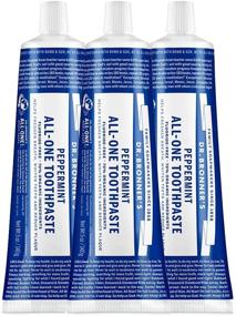 img 4 attached to 🌿 Dr. Bronner’s All-One Toothpaste 3-Pack (Peppermint, 5 oz) - 70% Organic, Natural & Effective - Fluoride-Free, SLS-Free - Fresh Breath, Plaque Reduction, Teeth Whitening - Vegan