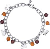 🎉 festival charms bracelet gift for girls and women, featuring purple and orange glass beads and elephant charms logo