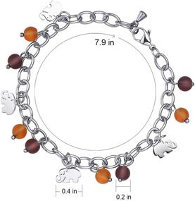 img 3 attached to 🎉 Festival Charms Bracelet Gift for Girls and Women, featuring Purple and Orange Glass Beads and Elephant Charms