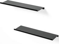 🔲 sriwatana set of 2 black metal wall shelves - floating shelves for bedroom, living room, bathroom, kitchen - matte black finish logo