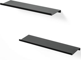 img 4 attached to 🔲 SRIWATANA Set of 2 Black Metal Wall Shelves - Floating Shelves for Bedroom, Living Room, Bathroom, Kitchen - Matte Black Finish