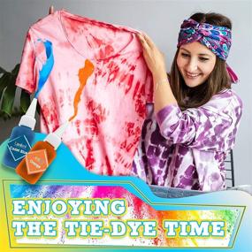 img 2 attached to 🎨 26 Colors Tie Dye DIY Kit - Permanent Fashion Dye Set for T-Shirts, Fabrics, Canvas Shoes, and More Clothing - Includes Rubber Bands, Gloves, Plastic Film, and Table Covers - Perfect for Family Activities