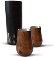 snüte double-wall stainless steel whiskey glasses - stemless nosing glass - ideal gift for whiskey enthusiast - set of 2 (wood) logo