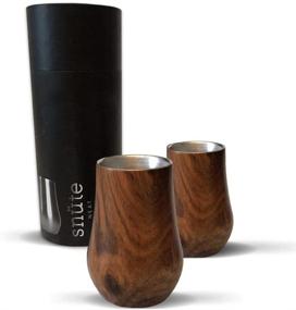 img 4 attached to Snüte Double-Wall Stainless Steel Whiskey Glasses - Stemless Nosing Glass - Ideal Gift for Whiskey Enthusiast - Set of 2 (Wood)