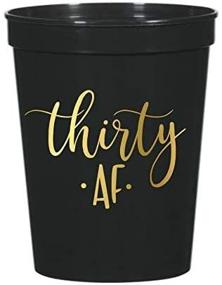 img 3 attached to 🎉 Set of 10 Black and Metallic Gold Plastic Party Cups - Thirty AF Cups Perfect for 30th Birthday Celebration - Cute Script Partyware for Memorable 30th Birthday Party