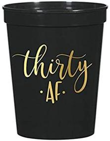 img 1 attached to 🎉 Set of 10 Black and Metallic Gold Plastic Party Cups - Thirty AF Cups Perfect for 30th Birthday Celebration - Cute Script Partyware for Memorable 30th Birthday Party