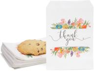 🎉 100 pack thank you floral paper treat bags, sleeves for cookies, goodies, candy, party favors - 5 x 7.5 inches logo