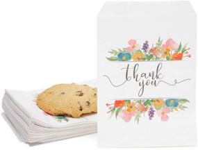 img 4 attached to 🎉 100 Pack Thank You Floral Paper Treat Bags, Sleeves for Cookies, Goodies, Candy, Party Favors - 5 x 7.5 inches