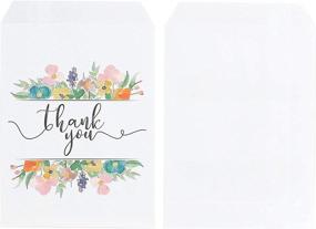 img 2 attached to 🎉 100 Pack Thank You Floral Paper Treat Bags, Sleeves for Cookies, Goodies, Candy, Party Favors - 5 x 7.5 inches
