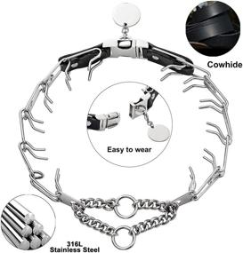 img 2 attached to 🐕 Chrome Stainless Steel Prong Collar with Quick Release Buckle - Adjustable from 15in to 30in: Anti-Pull Pinch Dog Chain for Medium to Large Dog Behavior Training - Includes Dog ID Tag - Lifetime Warranty