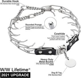 img 3 attached to 🐕 Chrome Stainless Steel Prong Collar with Quick Release Buckle - Adjustable from 15in to 30in: Anti-Pull Pinch Dog Chain for Medium to Large Dog Behavior Training - Includes Dog ID Tag - Lifetime Warranty