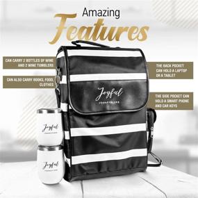 img 1 attached to 🍷 Joyful Connections Wine Carrier: Stylish Cooler Bag with Insulated Wine Glass Tumblers for Travel