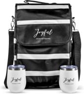 🍷 joyful connections wine carrier: stylish cooler bag with insulated wine glass tumblers for travel логотип