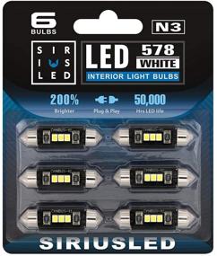 img 4 attached to 🌟 SIRIUSLED N3 578 LED bulbs - Pure White, Super Bright Festoon lights with 300 Lumens & 3030 Chipset for Car, Truck, Interiors - Dome, Map, Door, Courtesy Lights (1.72” 41MM 211-2 212-2 569) - Pack of 6