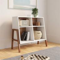 📦 nathan james telos 4-cube organizer in brown/white wood with open cubby shelf and angled design логотип