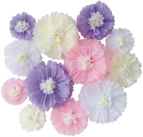 img 4 attached to Lavender Pink White Tissue Paper Flower Pack for Girl Baby Shower & Nursery Decoration - Set of 12