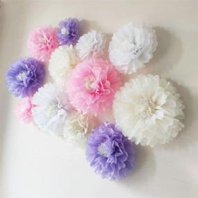 img 3 attached to Lavender Pink White Tissue Paper Flower Pack for Girl Baby Shower & Nursery Decoration - Set of 12