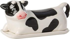 img 4 attached to 🐄 Boston Warehouse Udderly Cow Print Butter Dish, Single Unit (Pack of 1)