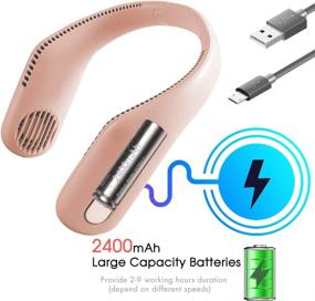 img 2 attached to Jawhock Portable Neck Fan: Hands-free, Bladeless & Rechargeable USB Fan for Home, Office and Outdoors - Pink