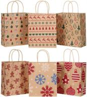 cabilock 24pcs christmas kraft bags: festive xmas gift bags for storage and banquet logo