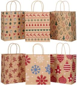 img 4 attached to Cabilock 24pcs Christmas Kraft Bags: Festive Xmas Gift Bags for Storage and Banquet