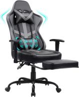 🎮 von racer grey gaming chair with massage, footrest, recliner, headrest, and lumbar support - perfect ergonomic video game chair for adults logo