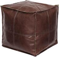 🪑 louis donné moroccan leather pouffe ottomans - unstuffed footstool and seat for living room, office, balcony, and outdoor use - square pouf cover - 17.7"x17.7"x17.7" - brown logo