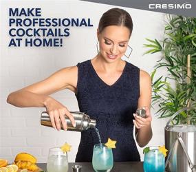 img 2 attached to 🍹 Cresimo Premium Cocktail Shaker Set - 24 Ounce Large Shaker, Ice Strainer, Jigger, Mixing Spoon, Recipe Guide, Professional Bar Tools