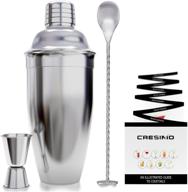 🍹 cresimo premium cocktail shaker set - 24 ounce large shaker, ice strainer, jigger, mixing spoon, recipe guide, professional bar tools logo