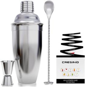 img 4 attached to 🍹 Cresimo Premium Cocktail Shaker Set - 24 Ounce Large Shaker, Ice Strainer, Jigger, Mixing Spoon, Recipe Guide, Professional Bar Tools