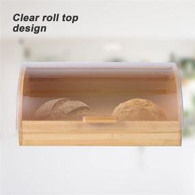 img 3 attached to Large Farmhouse Retro Bamboo Bread Box with Clear Roll Top Lid - Fully Assembled for Kitchen Countertop Storage