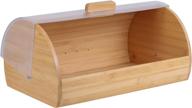 large farmhouse retro bamboo bread box with clear roll top lid - fully assembled for kitchen countertop storage логотип