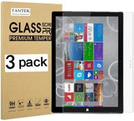 tantek [3-pack] tempered glass screen protector for microsoft surface pro 3 (12 inch,2014 version) - ultra clear, anti scratch, bubble free, case friendly logo