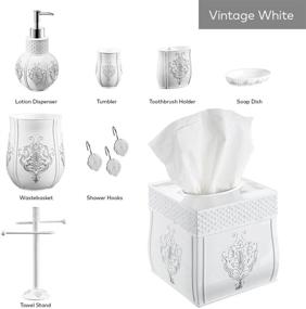 img 1 attached to Vintage White Bathroom Accessories Set with French Style Design - 4 Piece Bath Gift Set