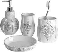 vintage white bathroom accessories set with french style design - 4 piece bath gift set logo