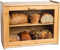 🍞 rustic double layer bamboo bread box - laura’s green kitchen large wooden box bread storage for kitchen counter - farmhouse style bread bin with window - dimensions: 15.8" l x 6.8" w x 12.2" h inches логотип