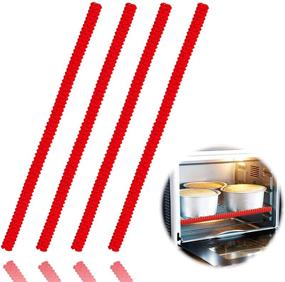 img 4 attached to 4 Pack Heat Resistant Silicone Oven Rack Shields - 14 🔥 inches Long Oven Rack Edge Protector, Protect Against Burns and Scars (Red)