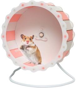 img 3 attached to 🌻 Wooden Sunflower Design Hamster Exercise Wheel - Silent Spinner with Stand, Promotes Quiet Hamster Exercise