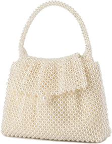img 4 attached to 👛 Женская сумочка-клатч с жемчугом: элегантная вечерняя сумка с кристаллами для свадеб с жемчужной цепочкой от UBORSE.