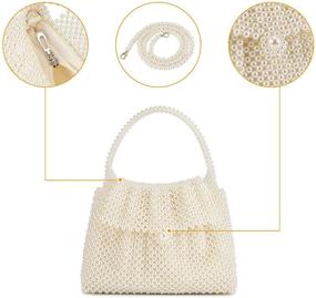 img 2 attached to 👛 Женская сумочка-клатч с жемчугом: элегантная вечерняя сумка с кристаллами для свадеб с жемчужной цепочкой от UBORSE.