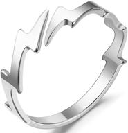 💍 silver thunder lightning wave stackable wedding band: jude jewelers stainless steel ring logo