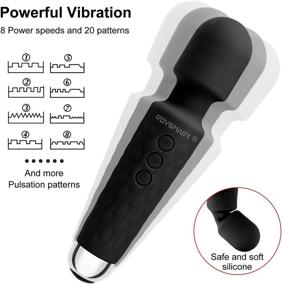 img 1 attached to 💆 Wand Power Massager, Roysmart Handheld Cordless Massager with 20 Magic Vibration Modes, Waterproof, Whisper Quiet for Neck, Shoulder, Back, and Full Body Massage – Ideal for Sports Recovery & Muscle Aches (Black)