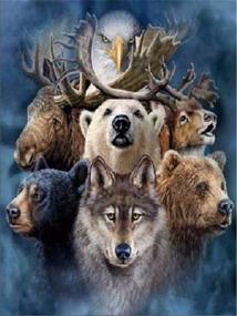 img 3 attached to Craft Home Wall Decor DIY 5D Diamond Painting Kit - Deer Bear Wolf Embroidery Rhinestone Cross Stitch Arts - 30 x 40 cm / 11.87 x 15.75 inches