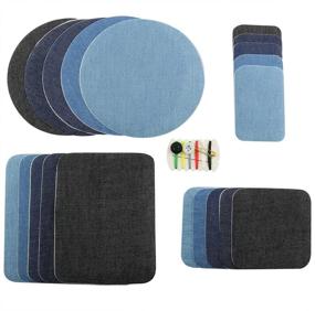 img 4 attached to 👖 Ruiwaer 20pcs Denim Patches: Iron-On Mending Solution & Sewing Kit for Jean Clothing. Perfect for Jean Pants and Apparel Repair!