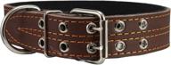 🐾 genuine leather dog collar, brown with padding, 1.5" width. designed for 14"-18" neck size, ideal for medium breeds логотип