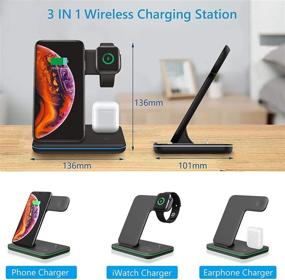 img 1 attached to 🔌 3-in-1 Fast Wireless Charger Stand for AirPods, iWatch, and iPhone 12/11 Pro - QI Wireless Charging Station