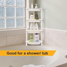 img 2 attached to 🚿 ELYKEN 4-Tier Corner Shower Caddy Organizer – Rustproof, Plastic, White – Ideal for Bathroom, Bathtub, Shower Pan – 14.4 x 11.2 x 31.5 Inches