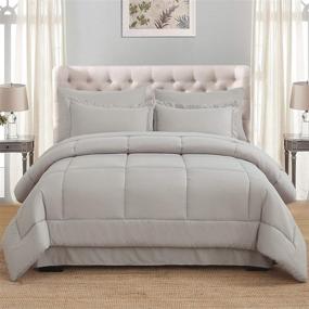 img 3 attached to 🛏️ Grey Comforter Set Queen Bed in a Bag - 7-Piece Down Alternative Microfiber Bedding Set with Sheets - Ultra Soft and Cozy All-Season Bed Set (Full/Queen, Grey)