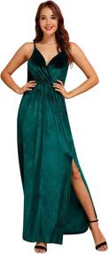 img 1 attached to Christmas Velvet Spaghetti Sleeveless Evening Women's Clothing for Dresses