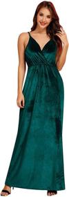 img 2 attached to Christmas Velvet Spaghetti Sleeveless Evening Women's Clothing for Dresses